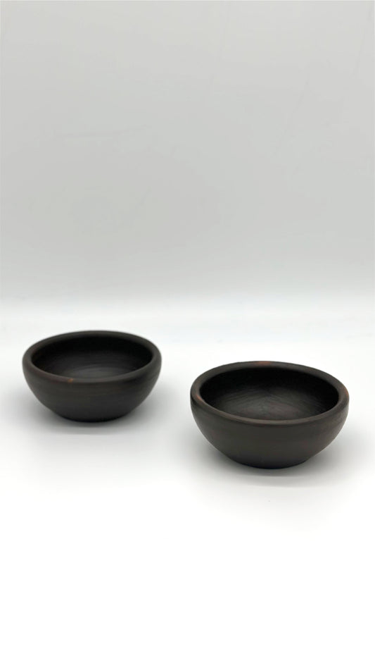 Terracotta Unglazed Sauce Bowls – Set of 2 | Handmade Pomaire Pottery