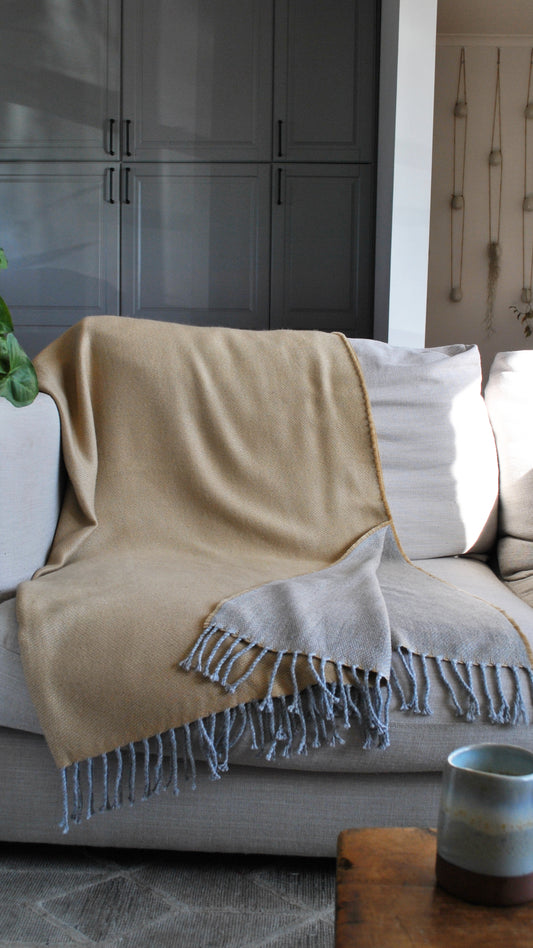 Lightweight Sand Alpaca Throw