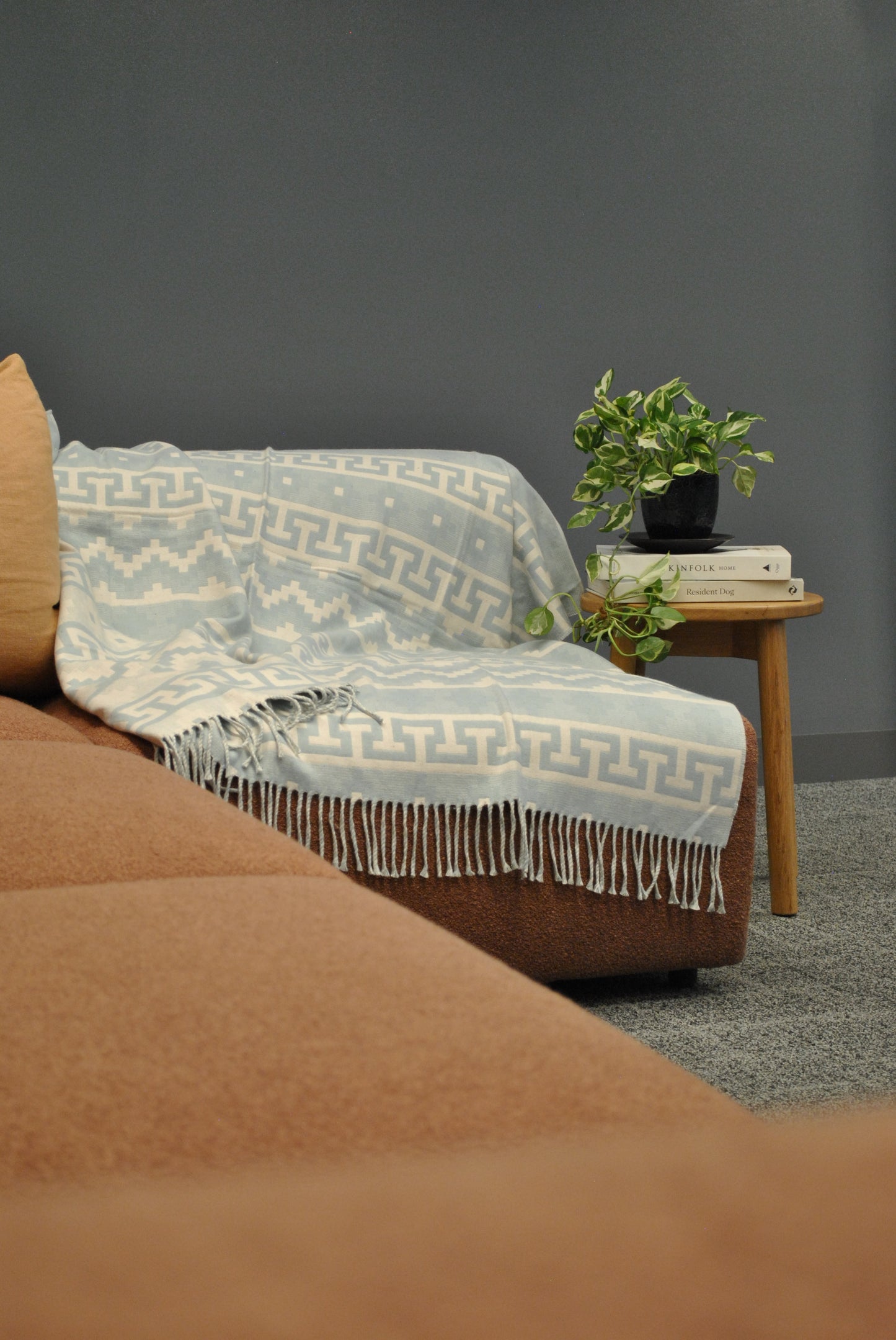 Light Blue Alpaca Throw