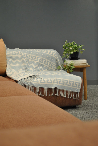 Light Blue Alpaca Throw