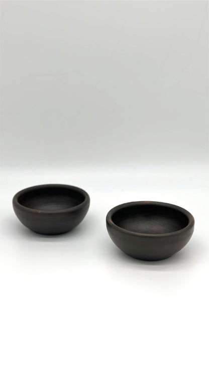 Terracotta Unglazed Sauce Bowls – Set of 2 | Handmade Pomaire Pottery