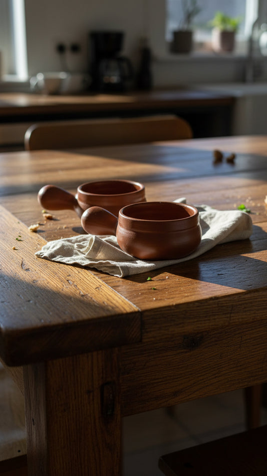 Terracotta Unglazed Soup Bowls – Set of 2 | Handmade Pomaire Pottery