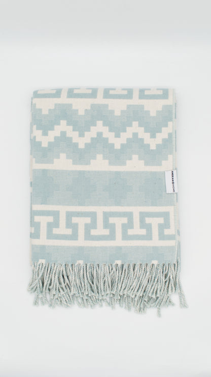 Light Blue Alpaca Throw