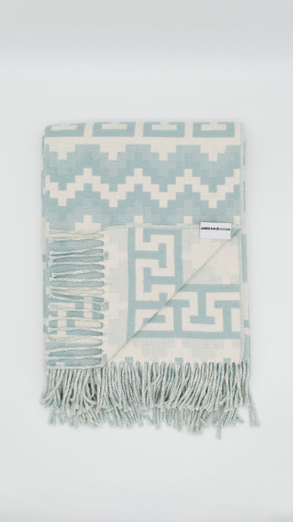 Light Blue Alpaca Throw