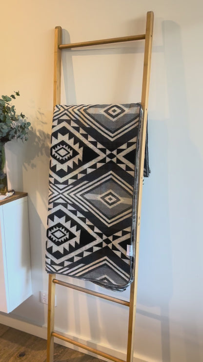 Teal & Grey Handwoven Alpaca Throw Blanket | 230x200cm | Andean Home