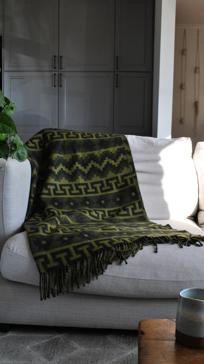 Green Forrest Alpaca Throw