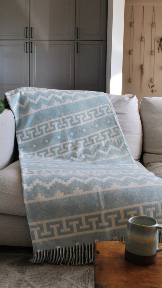 Light Blue Alpaca Throw